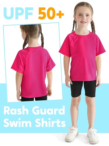 Image of Poroka 3 Pieces Girls UPF 50+ Sun Protective Rash Guard Toddler Swim Shirt Quick Dry Toddler Girl Sports Shirt