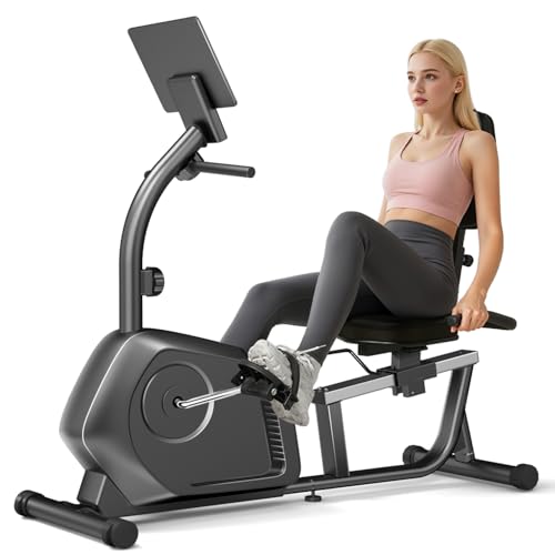 Recumbent Exercise Bike, Magnetic Staionary Bikes for Home with 16-level Resistance & Adjustable Seat, Staionary Bike for Seniors Adults, 330 LBS & LCD Monitor