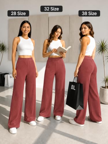 Image of Preneum Women High Waist Korean Wide Leg Trousers, Loose Fit Casual Lounge Pants, Travel, Office & Streetwear Comfortable Stylish Bottom Wear (Available Plus Size)