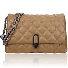 #M Light Brown Quilted Crossbody Bag