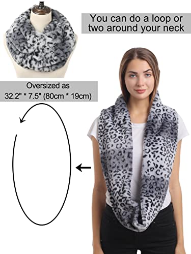 LA CARRIE Womens Leopard Print Infinity Scarf Loop Circle Neck Warmer (Grey Leopard)3