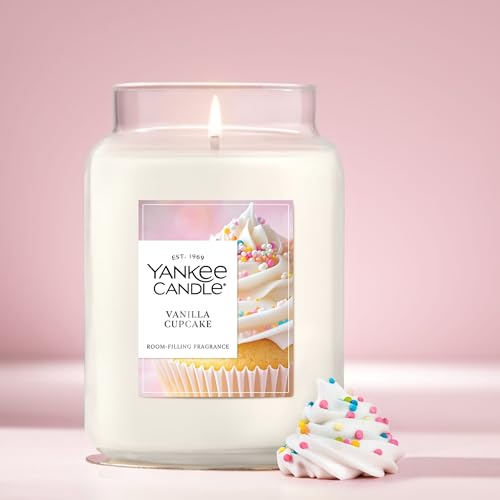 Image of Yankee Candle Vanilla Cupcake, Scented Candle, 22oz Large Jar with up to 150 Hour Burn Time, Giftable, Birthdays (Pack of 4)