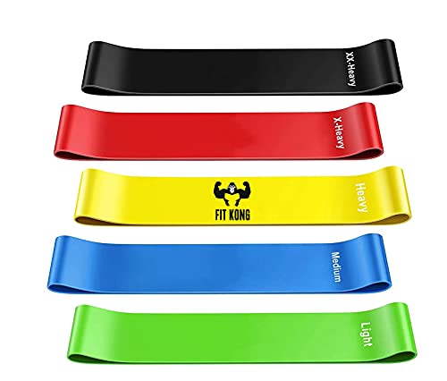 FitKong Set 5 Bandas Elasticas Fitness - Gomas de Resistencia y Musculacion Latex Natural