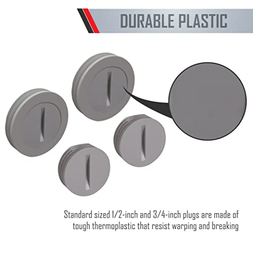 Image of BELL PCP47550GY Weatherproof Nonmetallic Closure Plug Assortment 1 /2 in and Two 3 /4 in, 4-Pack, Gray