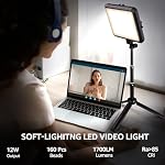 LED Kit d'éclairage de photographie, NiceVeedi 2-Pack 8” Lampe vidéo portable avec support de trépied réglable, 2800K-6500K Lampe Softlight Studio pour Zoom, Streaming de jeu, YouTube