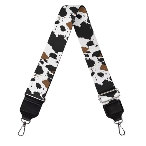 Image of Coldinair Black Brown Cow Print Purse Straps Replacement Wide Crossbody Bag Strap Adjustable Wide Guitar Straps for Handbags Luggage Strap
