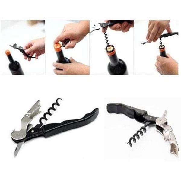 Olrada Waiter Corkscrew Wine Opener with Foil Cutter, Professional Wine Key for Bartenders and Waiter, Black Bottle Opener 1Pc - Image 5 thumbnail