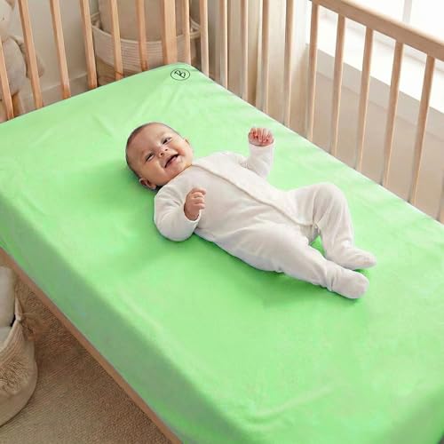 Image of Btag Baby Waterproof, Super Soft Fast Drying Mattress Protector | Extra Absorbent, Anti-Itching Sheet for New Born,Toddler (Size 100x140 cm, Pack of 1, Green)