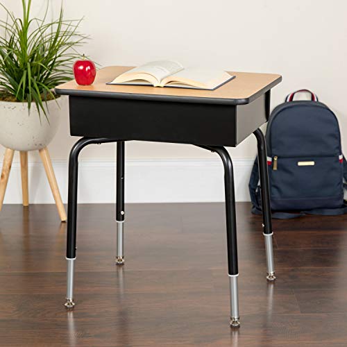 Flash Furniture Billie Student Desk - Natural Open Front Metal School Desk - 24"W X 18"D Adjustable Height, Durable Desk For School Or Remote Learning #TOP1