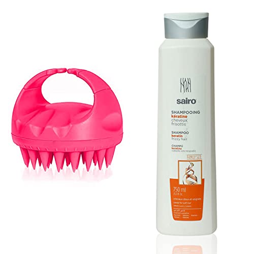 Image of Sairo Keratin Shampoo [Imported from SPAIN] For Frizzy Hair + Hair brush combo Hair Growth & Hair fall control Silky, Shiny,Smooth Hair Wet Hair Massaging 750 ML