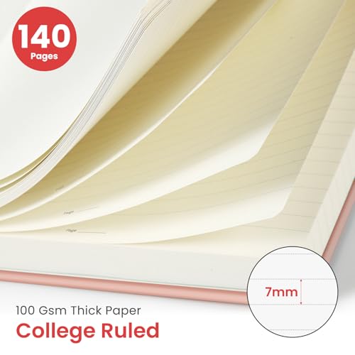 Image of Taja Lined Spiral Journal Notebook for Women & Men, 140 Pages, College Ruled Hardcover Notebook for Work & Note Taking, Journals for Writing, A5(5.7 inch x 7.9 inch) - Pink