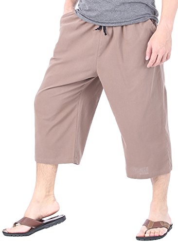 Mens Cotton Pilates Yoga Beach Lounge Sleep Pajama Capri Pants4