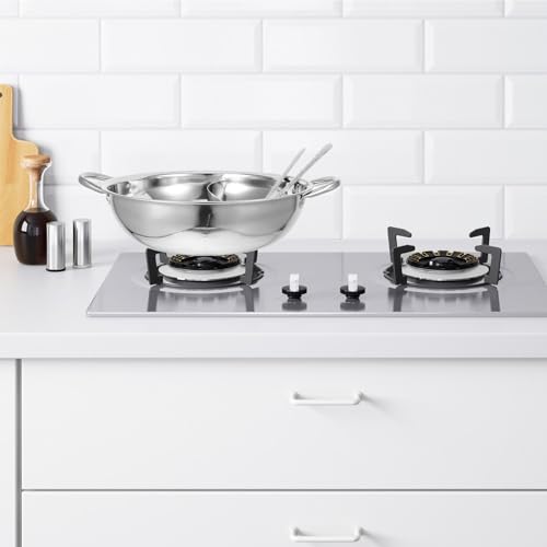 Casserole à fondue en acier inoxydable robuste avec compartiment double - 6