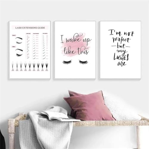 Póster guía de extensiones de pestañas para decorar tu salón de belleza