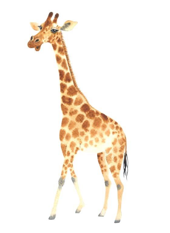 Large Giraffe Wall Decals Peel and Stick, Watercolor Giraffe Wall Sticker for Nursery Baby Room Decor