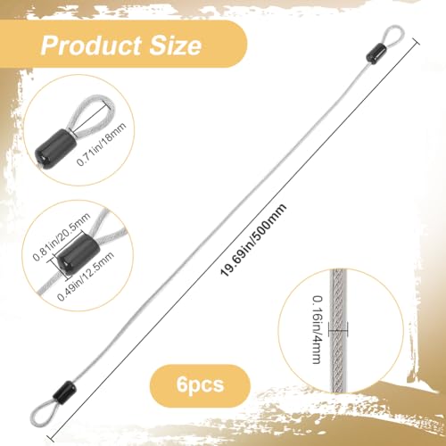 GORGECRAFT 6PCS Safety Cable Lock 50cm Stainless Steel Wire Heavy Duty 4mm Dia Coated Braided Security Multifunctional Wire Ropes with Double Loop for Luggage Bicycles Outdoor Gate Doors Fences Lock - Image 2