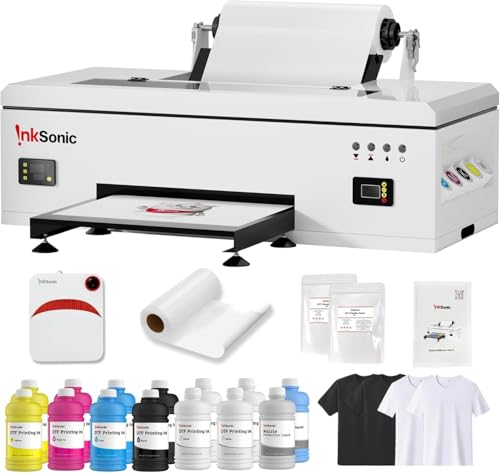 InkSonic L1800 DTF Printer, E13, A3/13" Width DTF Transfer Machine, Custom Garment Printing, Multi-Material Compatible, Direct To Film, White Ink Circulation System & Auto Clean, Built-in Heating