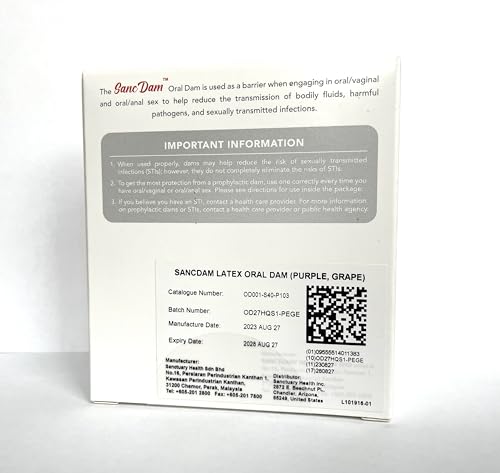 Sanctuary Grape 12 Count Sancdam Ultra-Thin Oral Sex Dam Membrane, Men And Women Giving Each Other Oral Sex, Cunnilingus Prop Sm Fellatio, Oral Dam Covering For Lesbian Or Couples Sex  thumb #3