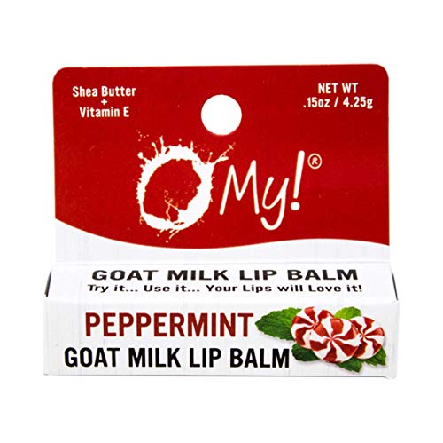 O My! Goat Milk Lip Balm Single Pack .15oz - Peppermint | Natural Goat Milk Lip Balm | Dabs of Shea Butter and Drops of Vitamin E | Leaping Bunny Certified | Handmade in USA