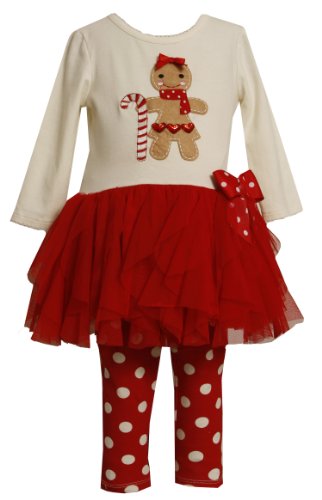 Bonnie Baby Baby Girls' Newborn Gingerbread Man Tutu Legging Set, Ivory, 3-6 Months