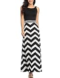 Lacavocor Womens Summer Maxi Dress Tank Top Sleeveless Long Dresses, Large, A5 G-Black