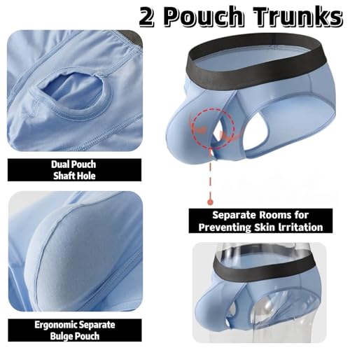 Men's Boxers Briefs Modal Fly Pouch Front Open Breathable Bulge Underwear Separated Ball Pouch Underwear2