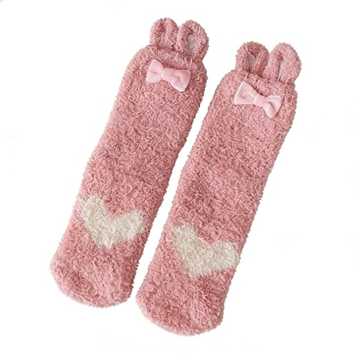 Image of Violet Mist Women Funny Fuzzy Bunny Socks Cute Rabbit Fluffy Non-slip Grip Socks Warm Slipper Sock Easter Gifts Girls