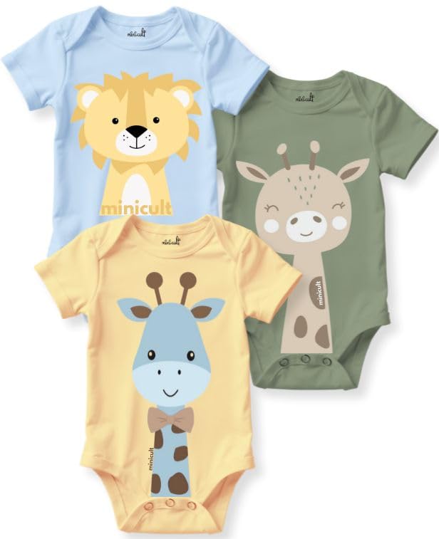 Image of minicult Set of Cotton Unisex Front Open T-Shirt with snap Buttons Pack 5 jhabla