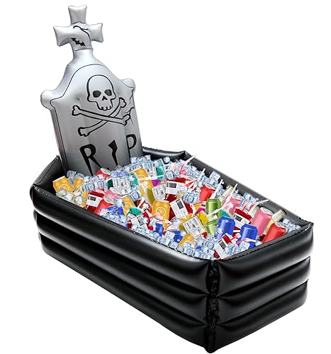 44 Inch Halloween Inflatable Tombstone Coffin Drink Cooler Party Supplies,