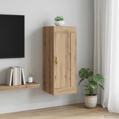 Armario de pared roble Artisan de madera 34.5cm con puerta reversible para salón 2