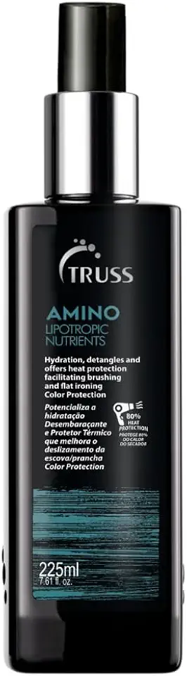 TRUSS Professional Amino Miracle - Spray protetor de calor para cabelo, cutículas de vedação, reparos de cabelos danificados a seco, controle de frizz, desembaraços, adiciona brilho, proteção de cor, antienvelhecimento