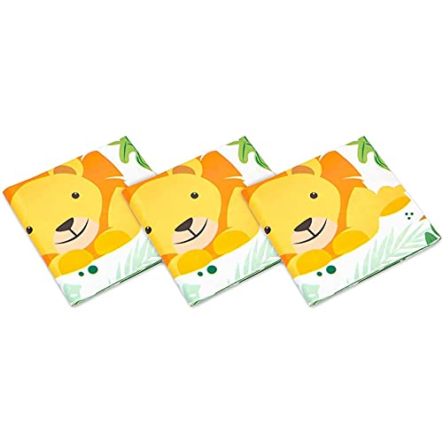 Image of BLUE PANDA Lion Party Decorations Tablecloths - 54 inch x 108 inch, Green, 3-Pack Plastic - Plastic Safari Tablecloths Safari Birthday & Lion Theme Birthday Decorations