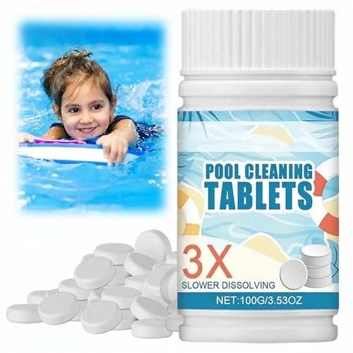 KASTWAVE Chlorine Tablets for Swimming Pools & Spas 100g Chlorine Tablets for Hot Tubs Slow-Dissolving Long-Lasting Multifunctional Chlorine Tabs for Paddling Pools Hot Tubs & Water Parks