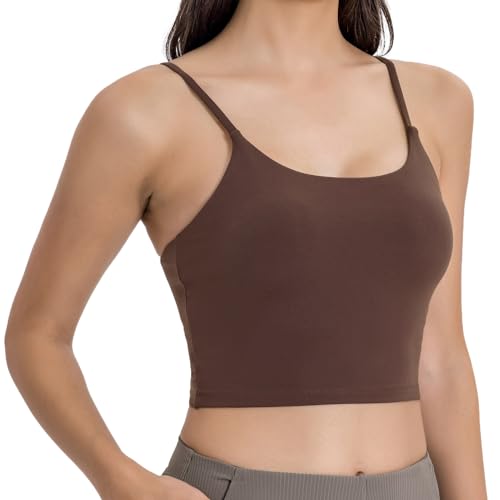Image of Women's Strappy Stretch Sports Bra Longline Yoga Tank Top Fitness Bra Workout Camisole Crop Tops for Teen Girl