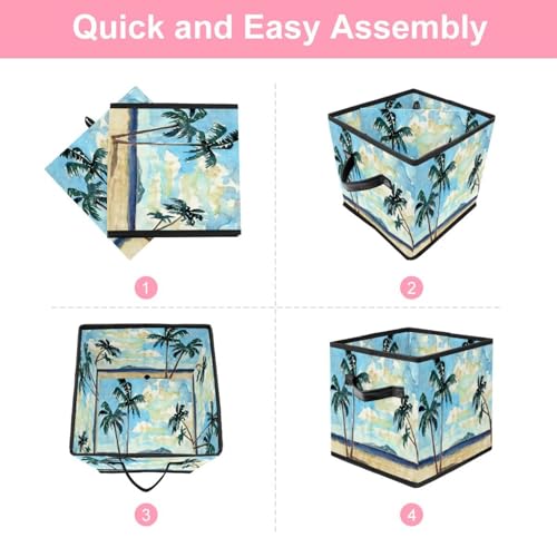 Cube de rangement pliable en tissu avec poignées solides - 6