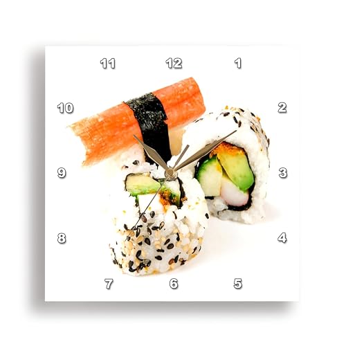 3dRose DPP_62552_1 Sushi Plate Wall Clock, 10 by 10-Inch