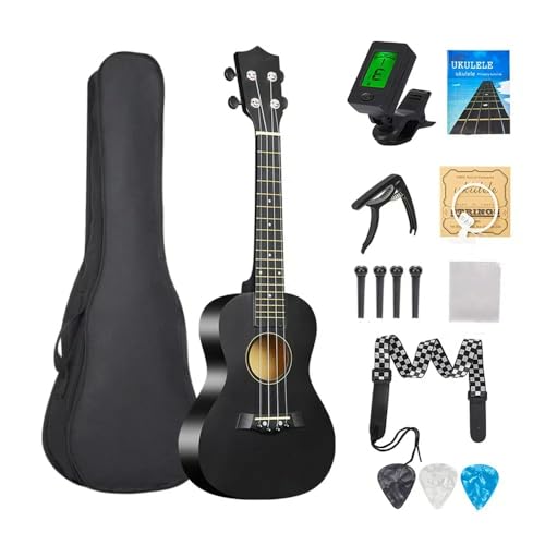 23 Inch Ukulele Eacam Acoustic Ukulele Kit with Storage Bag Strap Bridge Pin Pitch Shifter Pickup Tuner Cleaning Cloth Basswood for Beginner Students Starter