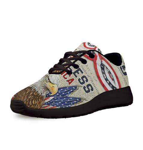 God Bless America Patriotic Eagle Independence Day Shoes for Women Men Trail Running Casual Fashion Sneakers Slip-on Tennis Shoes