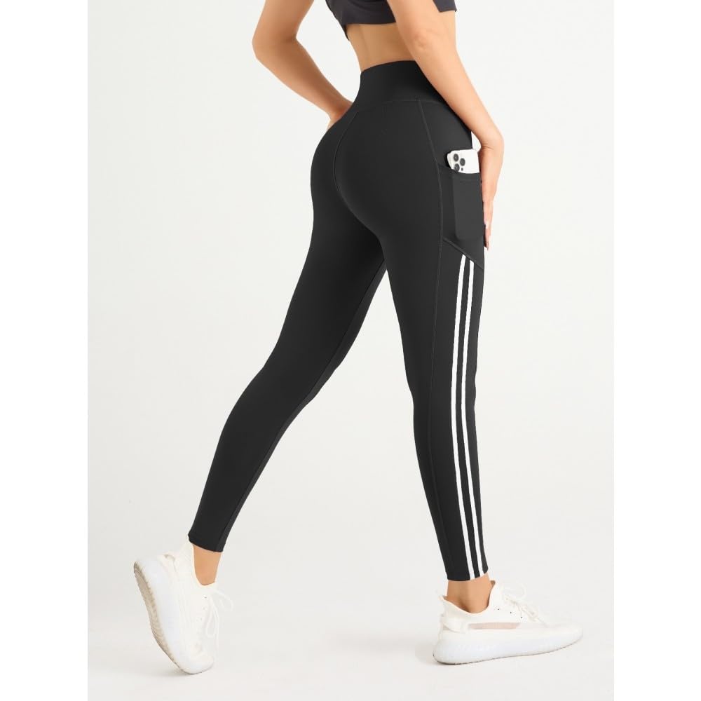 DYRBF - Leggings da donna a vita alta per yoga, con tasche, per corsa, tasca per telefono, controllo della pancia, pantaloni da allenamento per palestra, fitness
