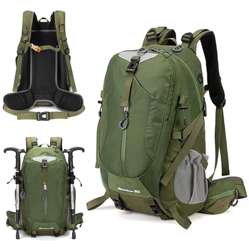 Mochila Ultraleve 40L Impermeável para Trilha Montanhismo Camping Viagem com Capa de Chuva e Compartimentos Organizados (Verde grama)