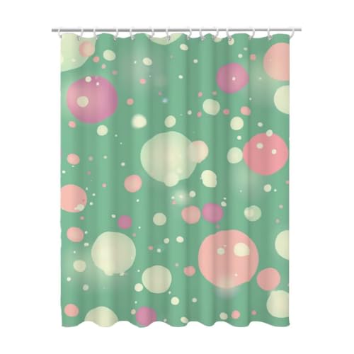Rideau de douche vert élégant motif pois, idée cadeau femme utile