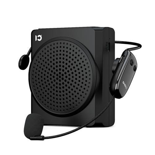 Image of SHIDU S617 Mini Wireless Voice Amplifier with Wireless Headset,16W Speaker, Mute Function, Bluetooth 5.0, AUX Input & Type C Charging Port for Teachers Tour Guides Coaches Classroom Meeting|Black