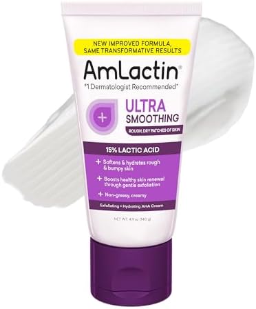 Amlactin Ultra Smoothing Intensely Hydrating Cream | Softens Rough, Bumpy Areas Of Dry Skin | Powerful Alpha-Hydroxy Therapy Gently Exfoliates | Lactic Acid (Aha) | Non-Greasy | 4.9 Oz. Tube