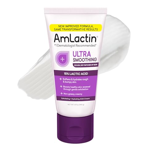 AmLactin Ultra Smoothing - Therapeutic Hand Cream for Dry Cracked Hands - No-Scrub Exfoliator and Moisturizer with 15% Lactic Acid AHA, 4.9 oz (Packaging May Vary)​