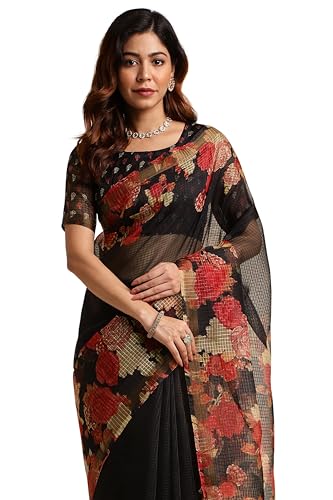 Image of MIRCHI FASHION Lightweight Kota Doria Cotton Saree | Floral Printed Summer Saree for Women | Breathable Ethnic Daily Wear Saree with Blouse Piece