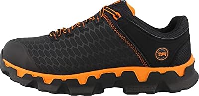 Timberland PRO Men's Powertrain Sport Alloy Toe EH Industrial & Construction Shoe, Black Synthetic/Orange, 13 M US
