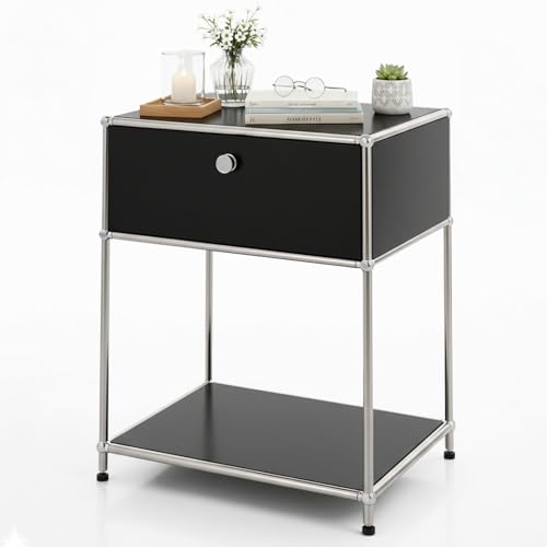 Floordirekt Regal, Metallregal, Beistelltisch - Schwarz, Chrom, 63Hx50Bx40T...