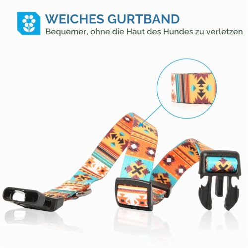 HEELE Hundehalsband, Hunde Halsband für Welpen Kleine Mittlere Große Hunde, Gemustertes Hundehalsbänder Verstellbares, Komfort, Robustem HundeHalsband, Bohemian Orange, M