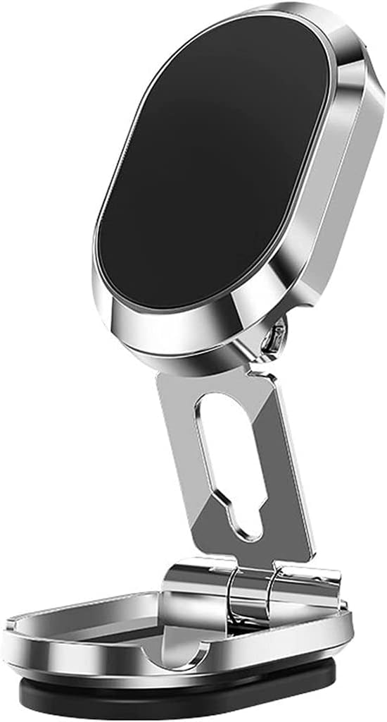 2023 New Alloy Folding Magnetic Car Phone Holder, Magnetic 360° Car Phone Holder Stand, Dashboard Folding Bracket Universal (Silver)