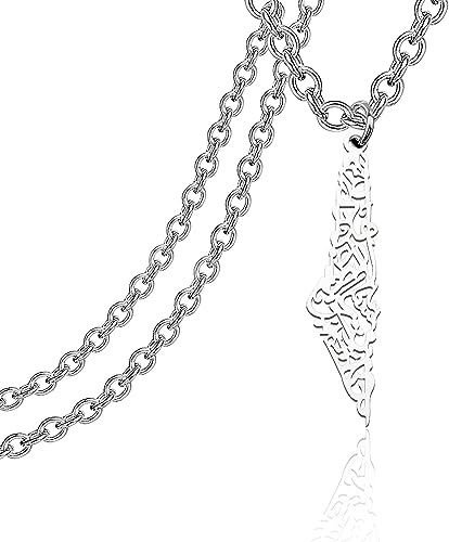 KEYCHIN Palestine Map Necklace Palestine Country Map Pendent Jewelry Palestine Gifts For Friend Family (Palestine NK-S)